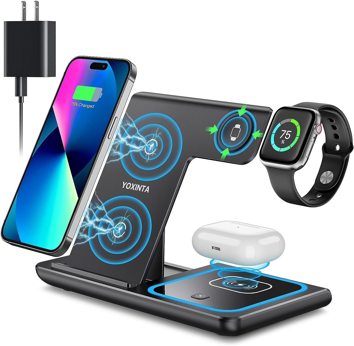 photo of Wireless Charger, 3 in 1 Wireless Charging Station.